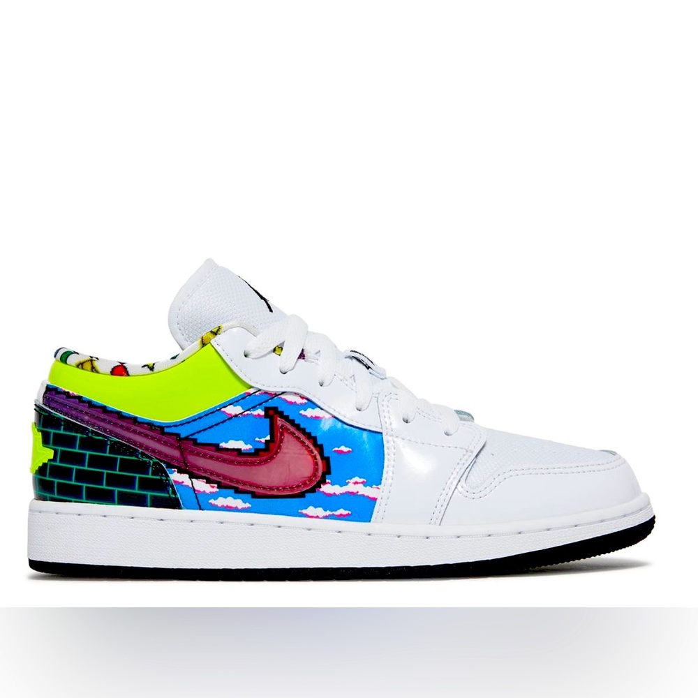 Nike Air Jordan 1 Low Old School Gaming White Black Lemon Venom Rush Pink